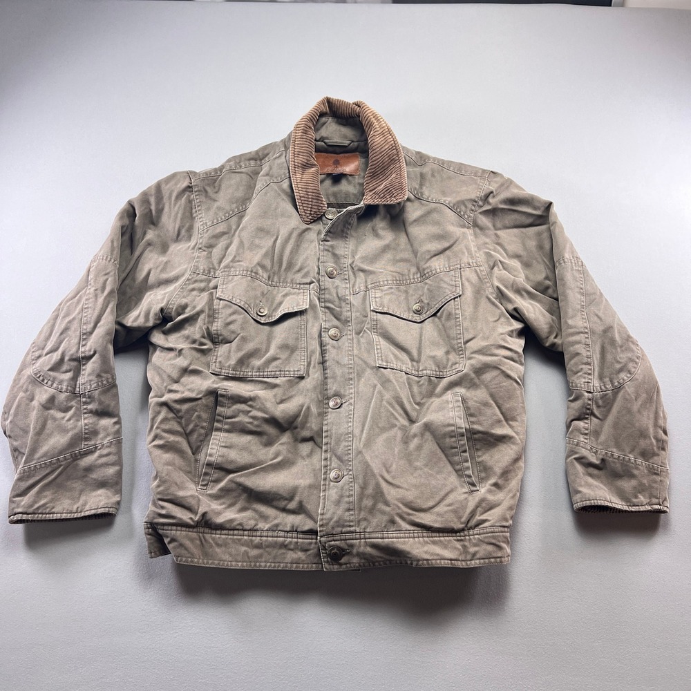 Roundtree & Yorke Outdoors Field Jacket Mens L Brown Blanket Lined Button Front
